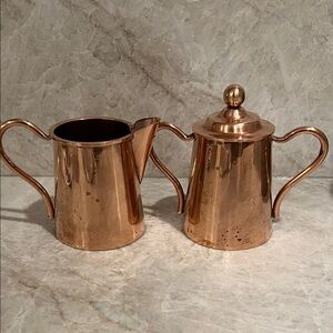 Copper Creamer and Sugar Set